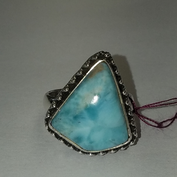 New Sterling Silver Larimar Ring Size 8.5 - Picture 2 of 6